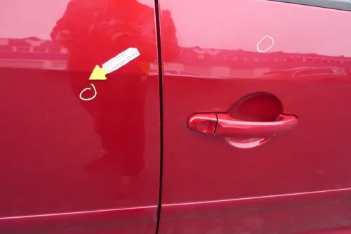 VW Touran 1T 1T3 Tür hinten links rot braun LA3W mit Scheibe (109577)