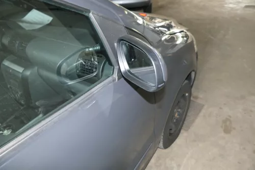 VW Fox 5Z manueller Spiegel Außenspiegel + Glas rechts grau LI7F (111388)