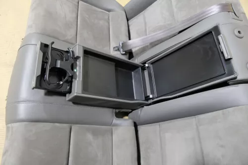 Audi A4 B6 B7 8E Avant Sitz Rückbank Rücksitzbank hinten Leder grau Armlehne (119391)