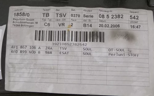 1x Audi A6 4F Türverkleidung Verkleidung Tür vorne rechts schwarz 4F1867106A 24A (123946)
