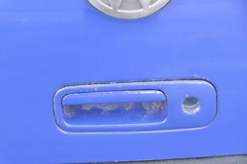 VW Polo 6N2 Heckklappe Klappe hinten Kofferraumklappe blau LA5C surfblue Scheibe (141652)