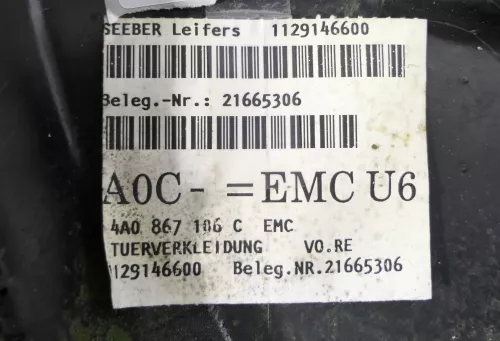 Audi A6 4A Türverkleidung Verkleidung Tür vorne +hinten links und rechts 4 x Stü (142187A)