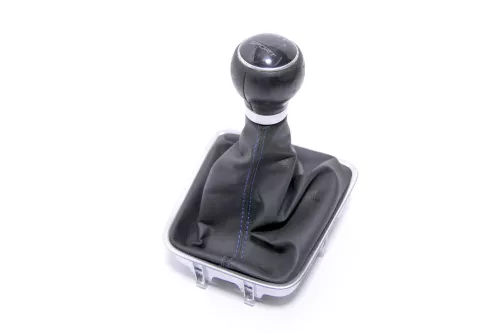 VW Golf Plus 5M Schaltknauf Schaltsack Schaltung Schaltknüppel 6-Gang Leder blau