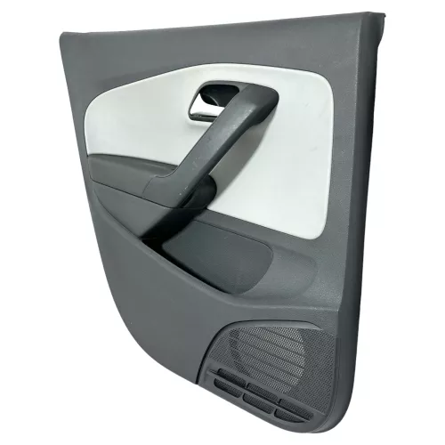 1x VW Polo 6R Türverkleidung Tür 4/5-Türer grau schwarz Kunstleder hinten links (149180)
