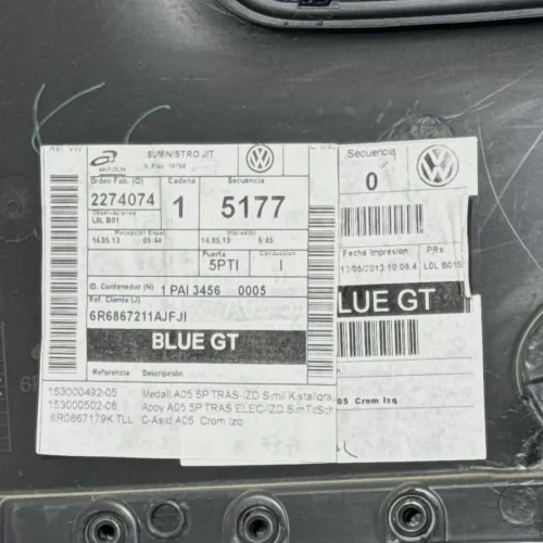 1x VW Polo 6R Türverkleidung Tür 4/5-Türer grau schwarz Kunstleder hinten links (149180)