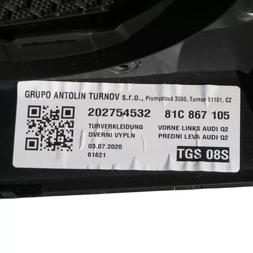 Q2 Türverkleidung Verkleidung Tür vorne links schwarz ORIGINAL von NEUFAHRZEUG (149404)