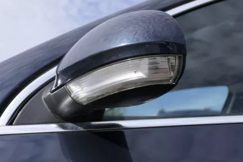 VW Passat 3C elektrischer Spiegel Außenspiegel links Glas Blinke blau grau LC5F (150861)