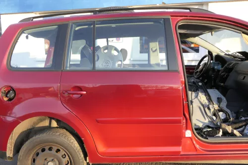 VW Touran 1T 1T3 Tür hinten rechts rot braun LA3W red sp mit Scheibe