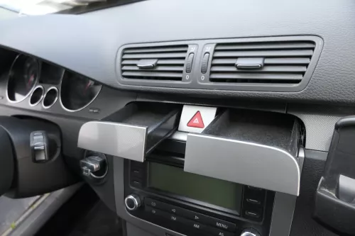 VW Passat 3C Mittelkonsole Verkleidung um Radio Abdeckung Dekor titan silber 45T (156251)