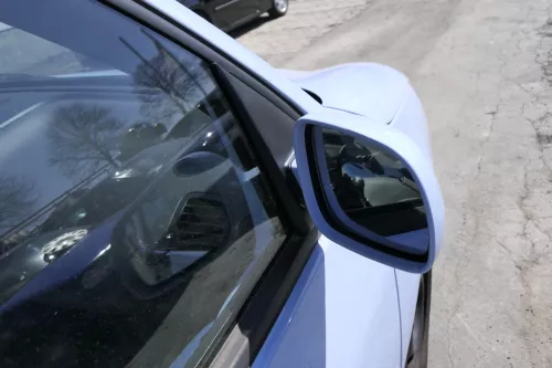 VW Lupo Arosa manueller Spiegel Außenspiegel rechts grau blau LR5D (156305)