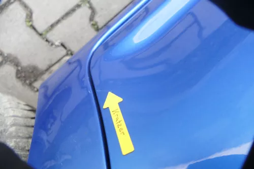 VW Touran 1T 1T3 Tür hinten links blau LA5X und Scheibe ohne Anbauteile (164456)