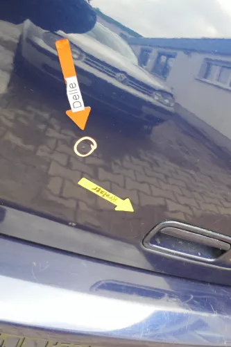 Polo 6N2 Heckklappe Klappe hinten Kofferraumklappe blau LB5N Scheibe (165749)