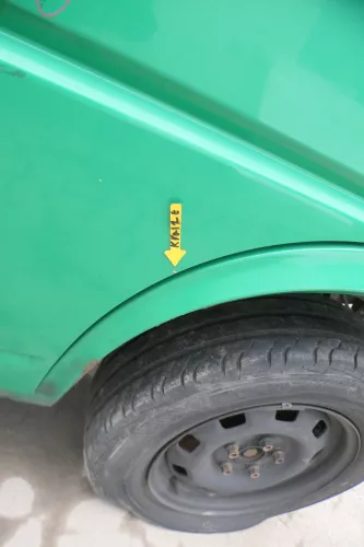 T4 Tür vorne rechts Beifahrertür Caravelle 7D0831056C ohneAnbauteil grün Polizei (166171)