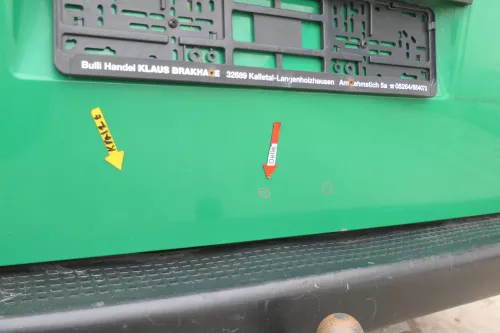 VW T4 Transporter Heckklappe Klappe hinten Kofferraumklappe grün Polizei Scheibe (166178)