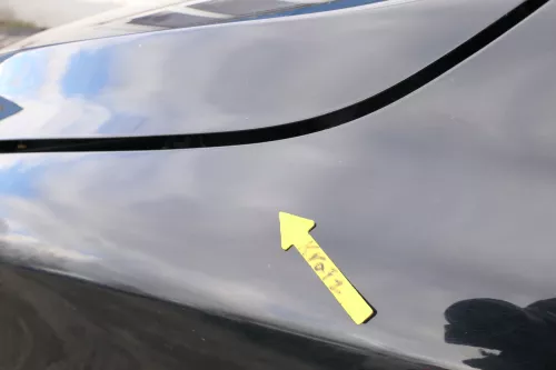 VW Fox Kotflügel vorne links schwarz L041 - DELLE (166448)