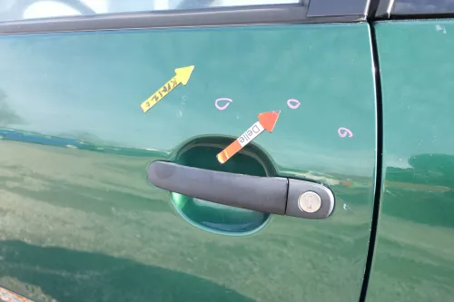 VW Lupo Seat Arosa Tür vorne links Fahrertür grün LA6N (mechanischer FH) (166669)