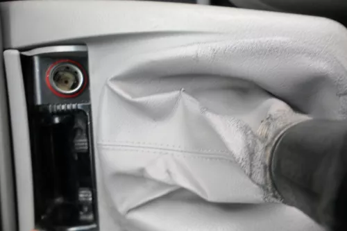 Passat 3B 3BG Schaltknauf Schaltsack Schaltung Schaltknüppel 5-Gang Leder grau (166911)