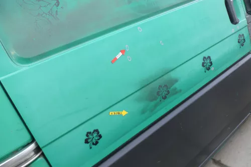 T4 Transporter Tür rechts Schiebetür Multivan Caravelle grün LL6N (167265)