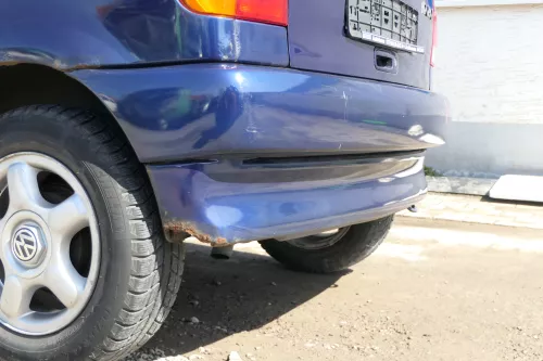 VW Polo 6N Stoßstange hinten nur Oberteil  2-geteilte Heckstoßstange blau LB5N (167855)