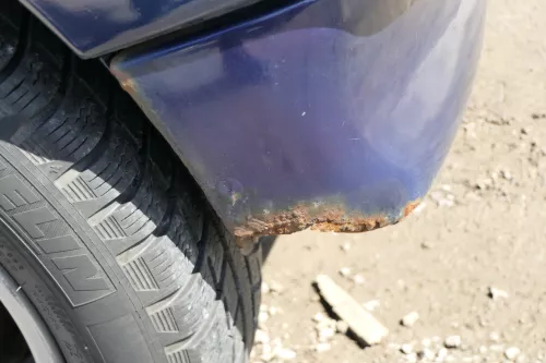 VW Polo 6N Stoßstange hinten nur Oberteil  2-geteilte Heckstoßstange blau LB5N (167855)