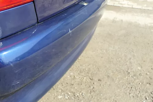 VW Polo 6N Stoßstange hinten nur Oberteil  2-geteilte Heckstoßstange blau LB5N (167855)