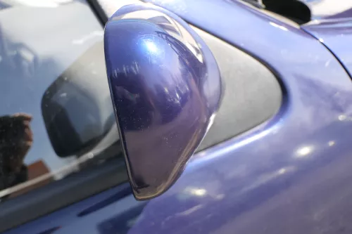 VW Polo 6N manueller manuell Spiegel Außenspiegel rechts mit Glas blau LB5N (167864)