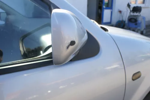 VW Polo 6N manueller manuell Spiegel Außenspiegel rechts mit Glas silber LB7Z (168284)