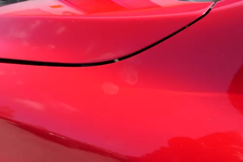 VW Fox Kotflügel vorne links rot LY3D - große Delle!!! (168518)