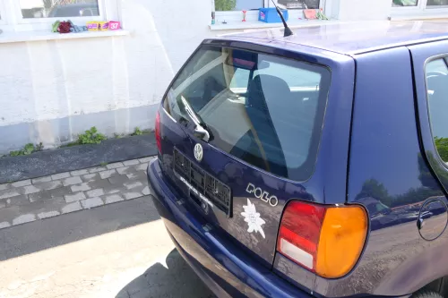 VW Polo 6N Heckklappe Klappe hinten Kofferraumklappe mit Scheibe blau LB5N (168858)