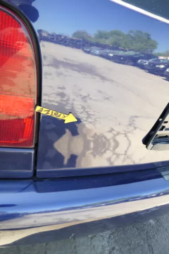 VW Polo 6N Heckklappe Klappe hinten Kofferraumklappe mit Scheibe blau LB5N (168858)