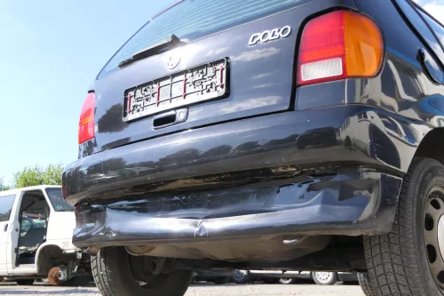 VW Polo 6N Stoßstange hinten 2-geteilte Heckstoßstange schwarz LC9Z Stoßfänger (170770)