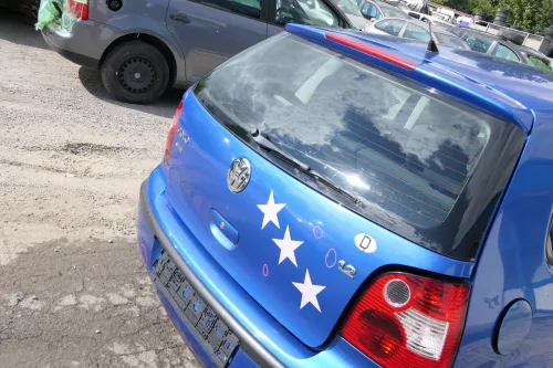 VW Polo 9N3 9N Heckklappe Kofferraumklappe Klappe blau LA5M - Scheibe (171203)