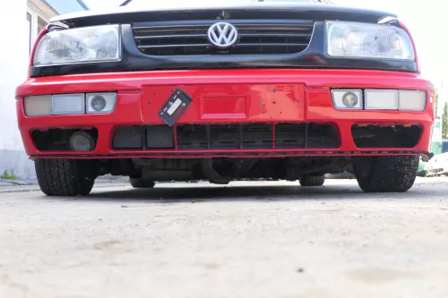 VW Golf 3 auch Cabrio Stoßstange vorne Stoßfänger vorn rot LP3G lackiert (171271)