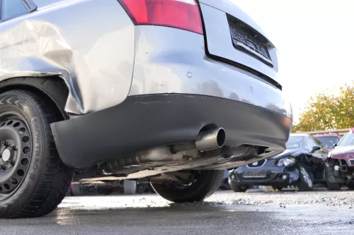 Audi A4 8E B6 Limousine Stoßstange hinten mit Spoiler grau LY7Q atlasgrau PDC (172050)