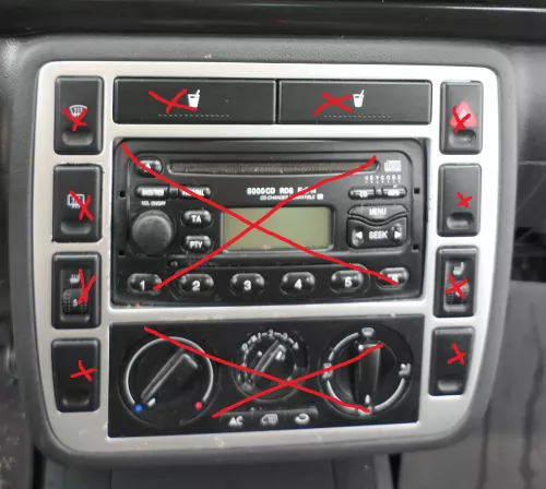 Ford Galaxy Mittelkonsole Verkleidung um Radio Navi Doppel 2 Din Galaxy -silber