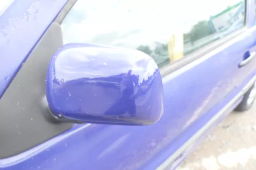 VW Polo 6N mechanisch manuell Spiegel Außenspiegel links blau LD5D