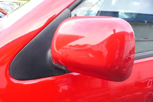 VW Polo 6N mechanisch manuell Spiegel Außenspiegel links rot LP3G