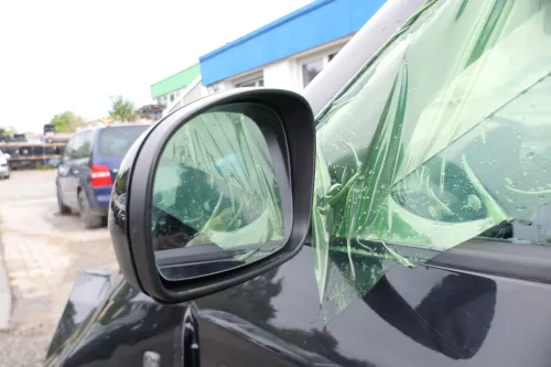 Roomster 5J elektrischer Spiegel Außenspiegel links Glas original schwarz LF9R (177375)