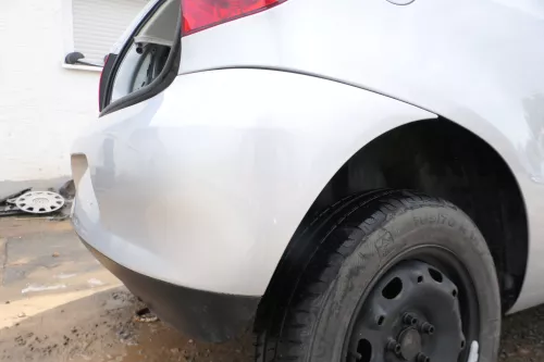 VW Fox 5Z Stoßstange hinten Stoßfänger silber LA7W Heckstoßstange Bilder!! (177670)