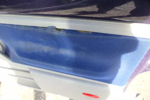 1x New Beetle 9C Türverkleidung Verkleidung Tür vorne rechts grau blau (178029)