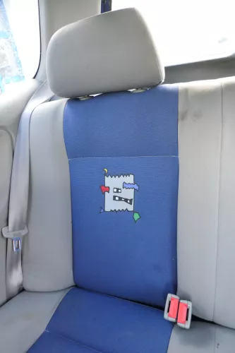 Polo 6N 6N2 Sitz Sitze hinten Rückbank Kopfstützen Lehne klappbar teil grau blau (178385)