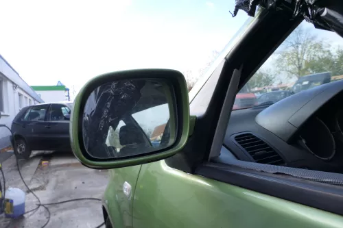 VW Polo 6N2 elektrischer Spiegel Außenspiegel links außen grün LA6M (178737)