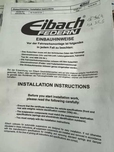 A3 8P Golf 5 Federn Fahrwerk Sportfedern Tieferlegung Eibach 65-15-007 Gewinde (179509)
