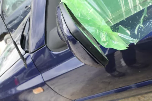 VW Golf 3 Cabrio 1E elektrischer Spiegel Außenspiegel links blau LC5U (180220)