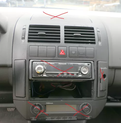 VW Polo 9N Mittelkonsole Verkleidung um Radio schwarz 6Q0858069S 