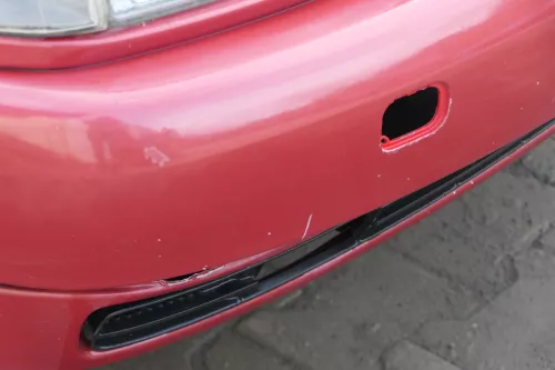 VW Polo 6N Stoßstange vorne 2-geteilte Frontstoßstange rot braun LC3M Stoßfänger (182539)