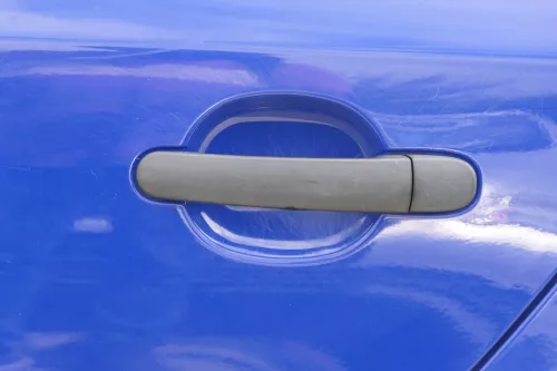 Skoda Fabia 5J Limousine Tür hinten links blau LF5W - ohne Anbauteile (182553)