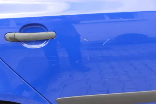 Skoda Fabia 5J Limousine Tür hinten rechts blau LF5K - Delle (182557)