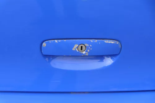 VW Polo 9N Fun Heckklappe Kofferraumklappe Klappe hinten Scheibe blau LA5F (182735)