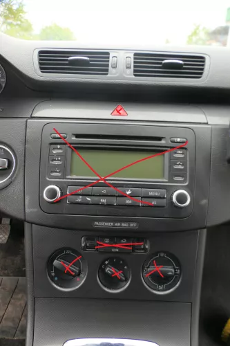 Passat 3C Mittelkonsole Verkleidung Klappe Abdeckung Dekor netzoptik schwarz mat (183109)